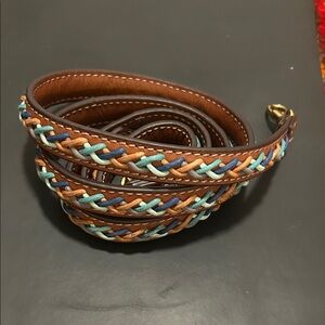 Braided Leather Purse Strap with Multicolor Accents